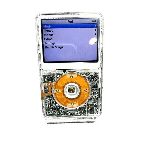 A 5th generation iPod in a transparent clear housing